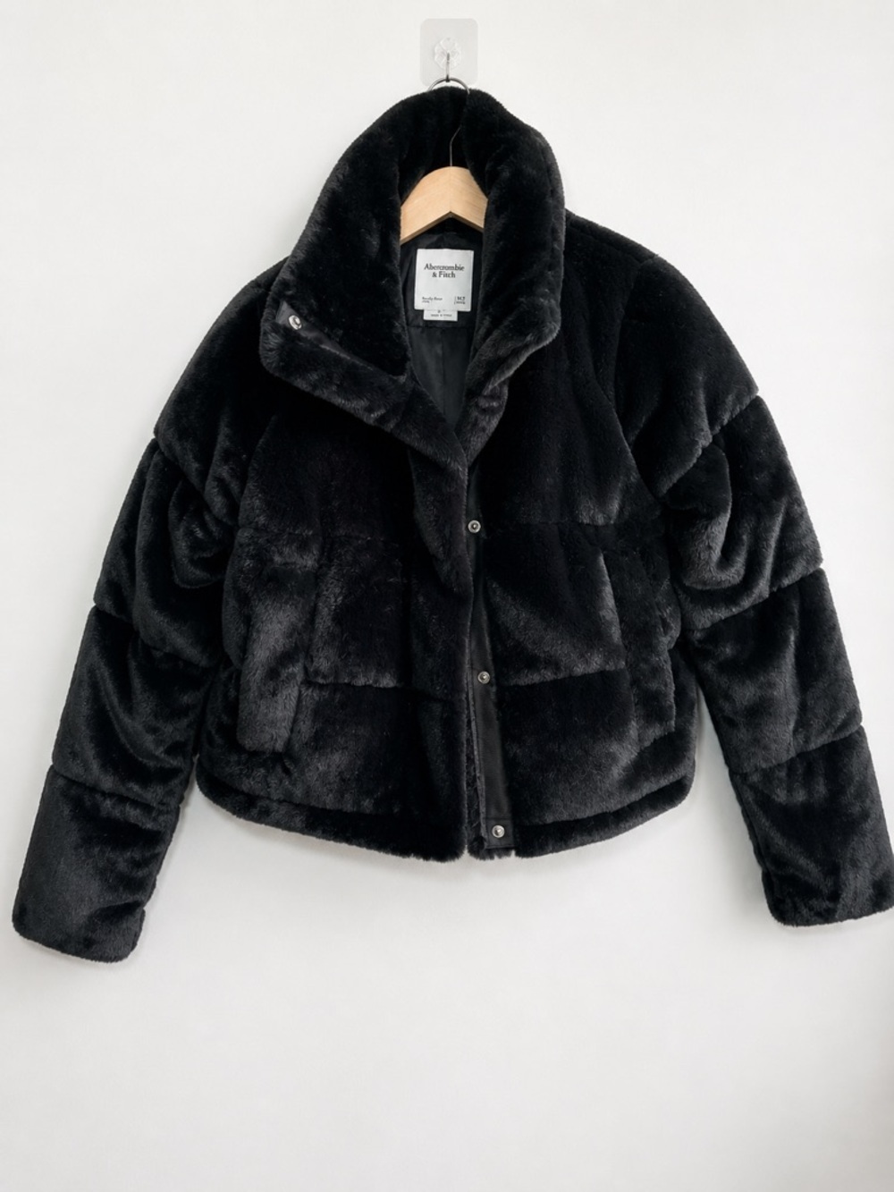 Abercrombie & Fitch Black Faux Fur Mini Puffer